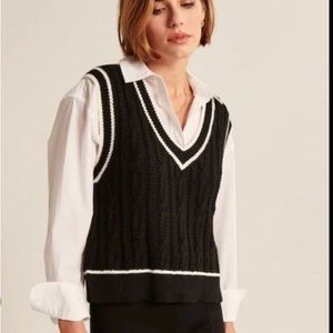 Abercrombie Black Varsity Stripe Sweater Vest, size M
